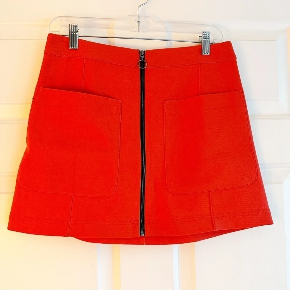Rachel Roy Orange Front Zip Mini Skirt Size 6